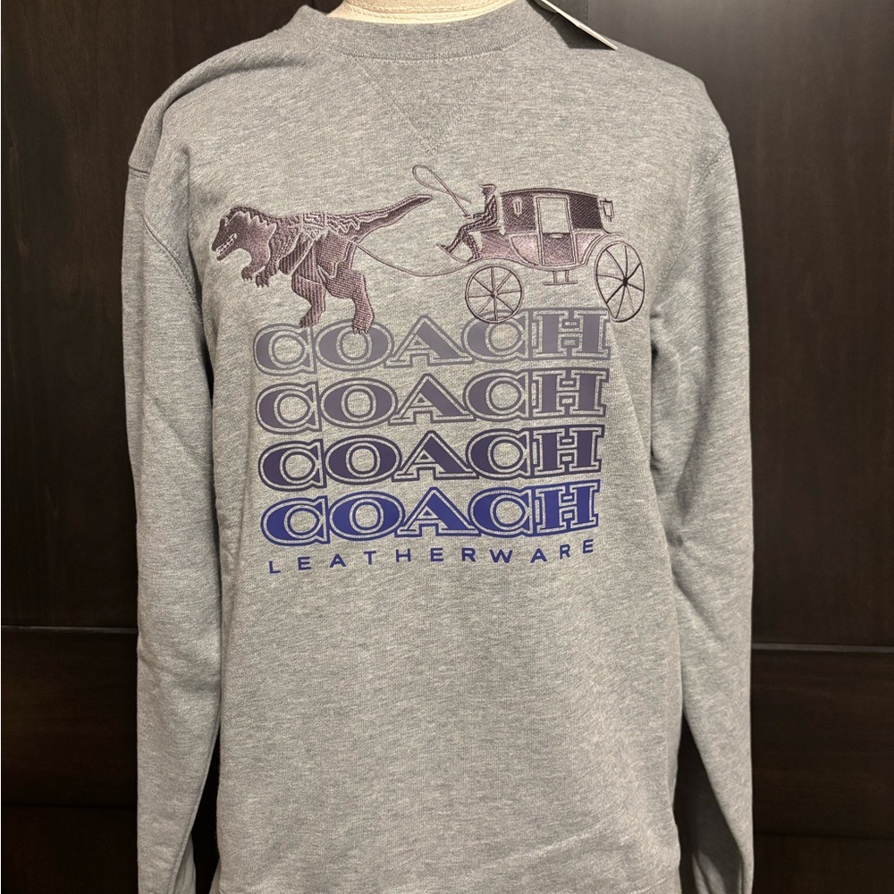Coach Gray Sweatshirt with Rexy and Carriage Print
